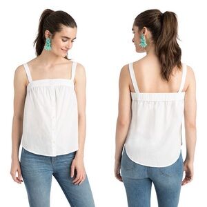 New Vineyard Vines Button Front Tank Blouse Womens White Cotton Coastal Preppy